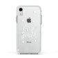 Personalised Mrs with Hearts Apple iPhone XR Impact Case White Edge on Silver Phone
