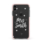Personalised Mrs with Hearts Apple iPhone Xs Max Impact Case Pink Edge on Black Phone