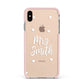 Personalised Mrs with Hearts Apple iPhone Xs Max Impact Case Pink Edge on Gold Phone