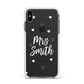 Personalised Mrs with Hearts Apple iPhone Xs Max Impact Case White Edge on Black Phone