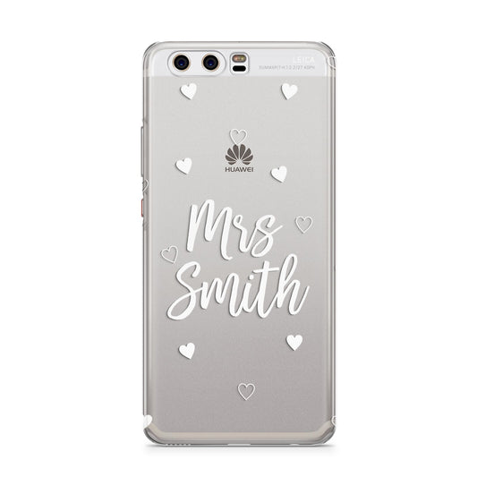 Personalised Mrs with Hearts Huawei P10 Phone Case