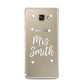 Personalised Mrs with Hearts Samsung Galaxy A3 2016 Case on gold phone
