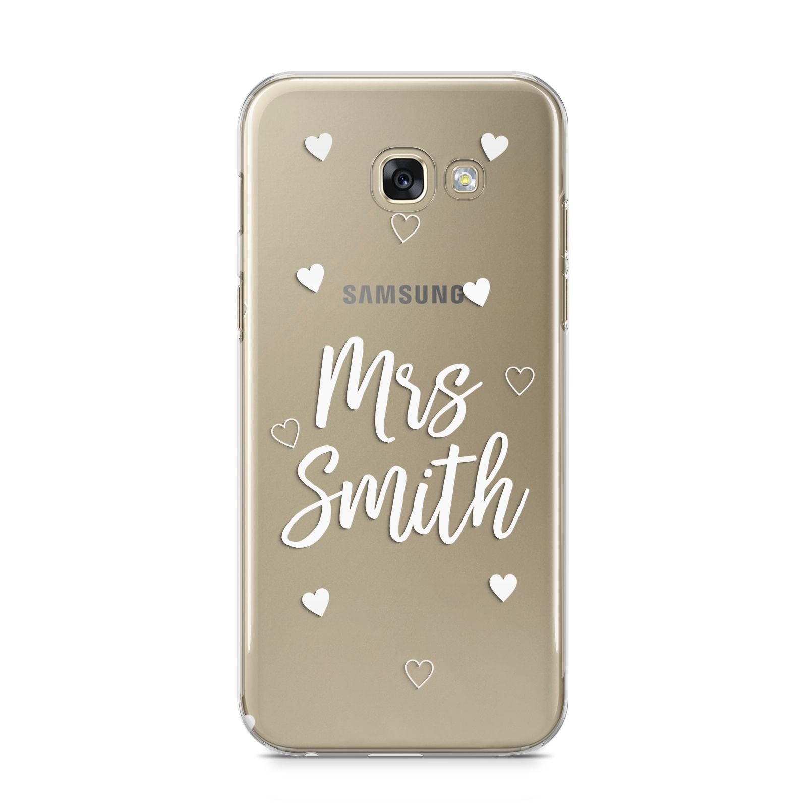 Personalised Mrs with Hearts Samsung Galaxy A5 2017 Case on gold phone