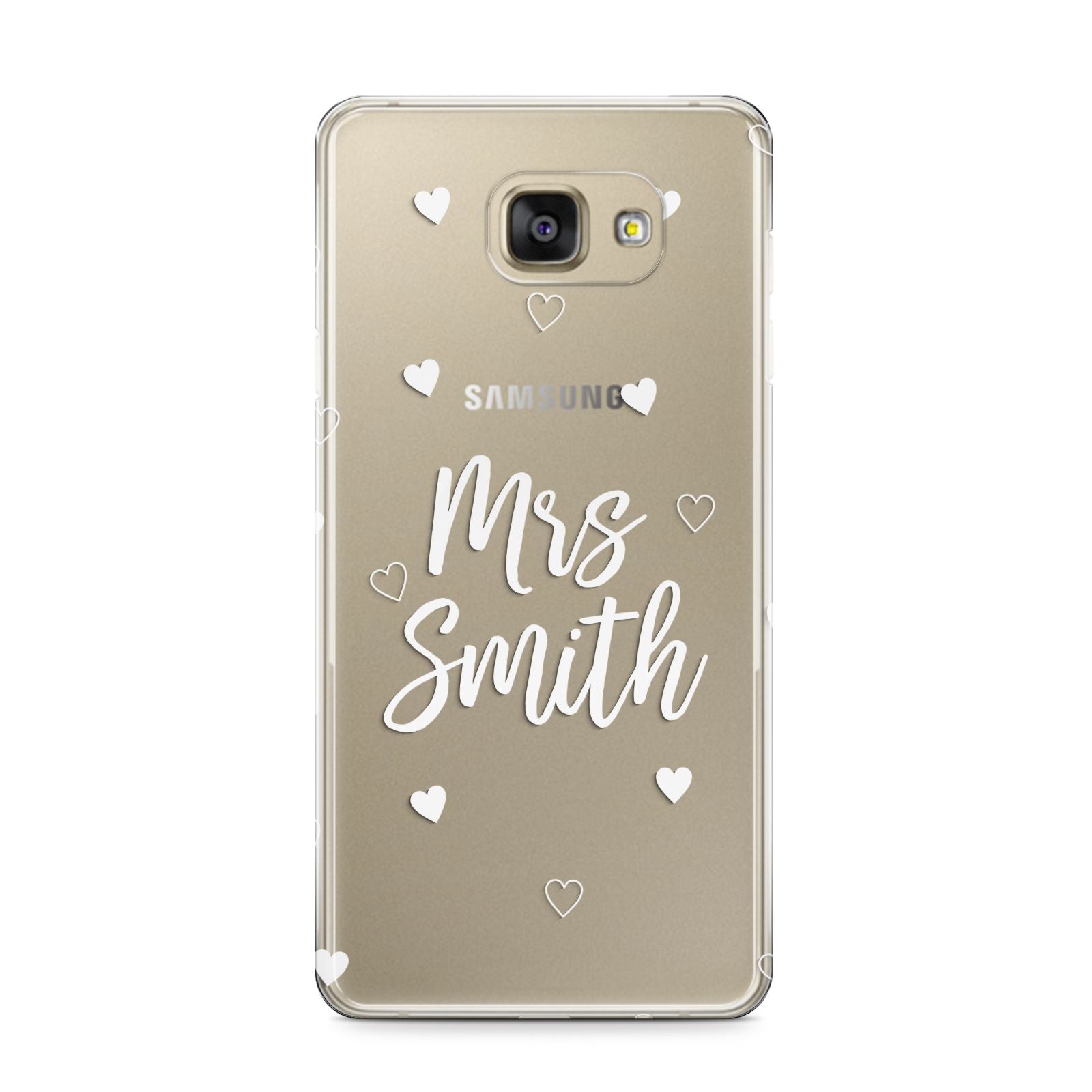 Personalised Mrs with Hearts Samsung Galaxy A9 2016 Case on gold phone