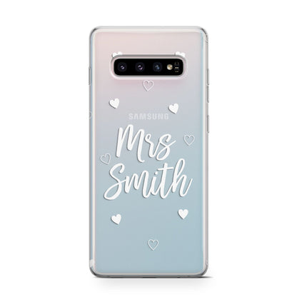 Personalised Mrs with Hearts Samsung Galaxy S10 Case