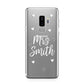 Personalised Mrs with Hearts Samsung Galaxy S9 Plus Case on Silver phone