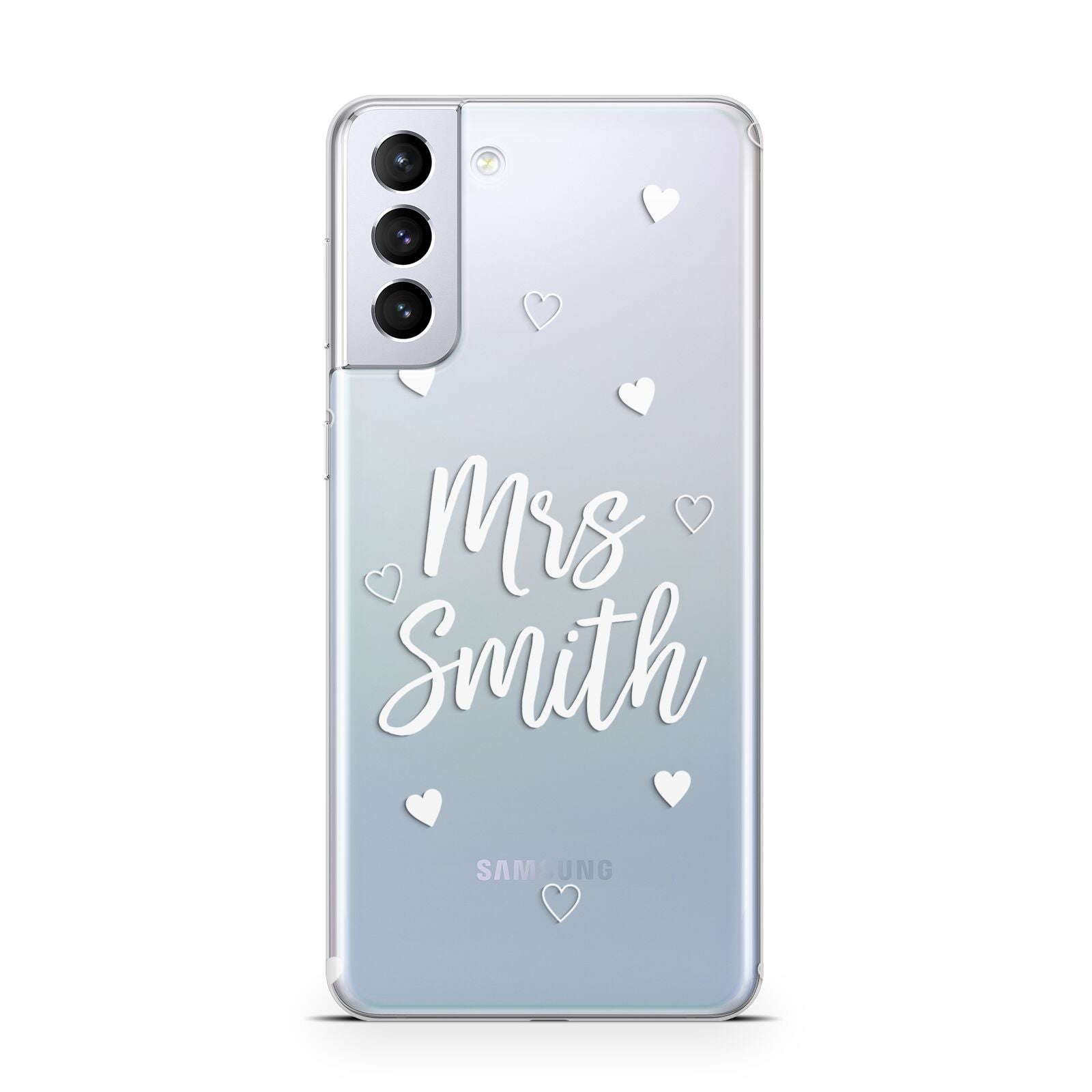Personalised Mrs with Hearts Samsung S21 Plus Phone Case