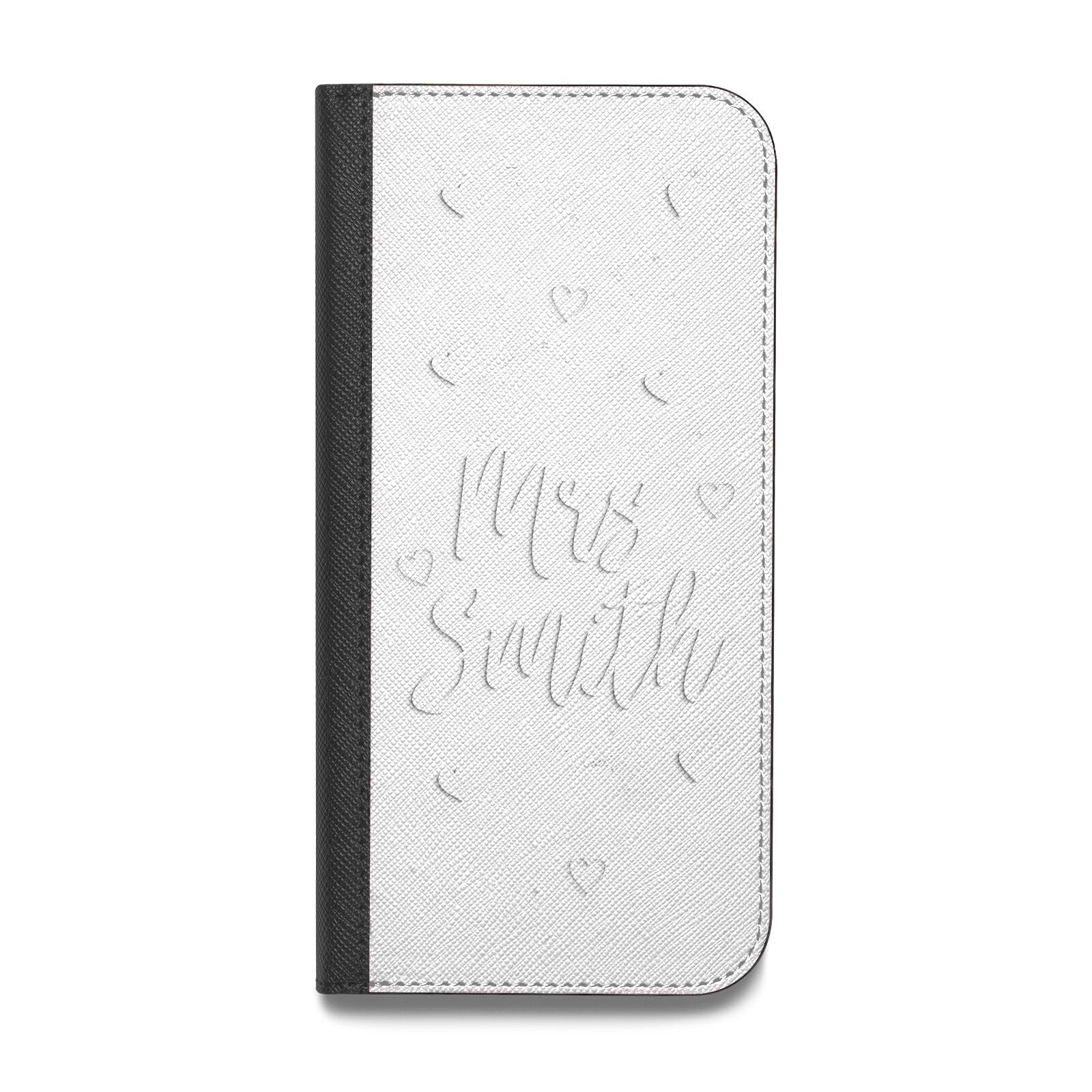 Personalised Mrs with Hearts Vegan Leather Flip Samsung Case