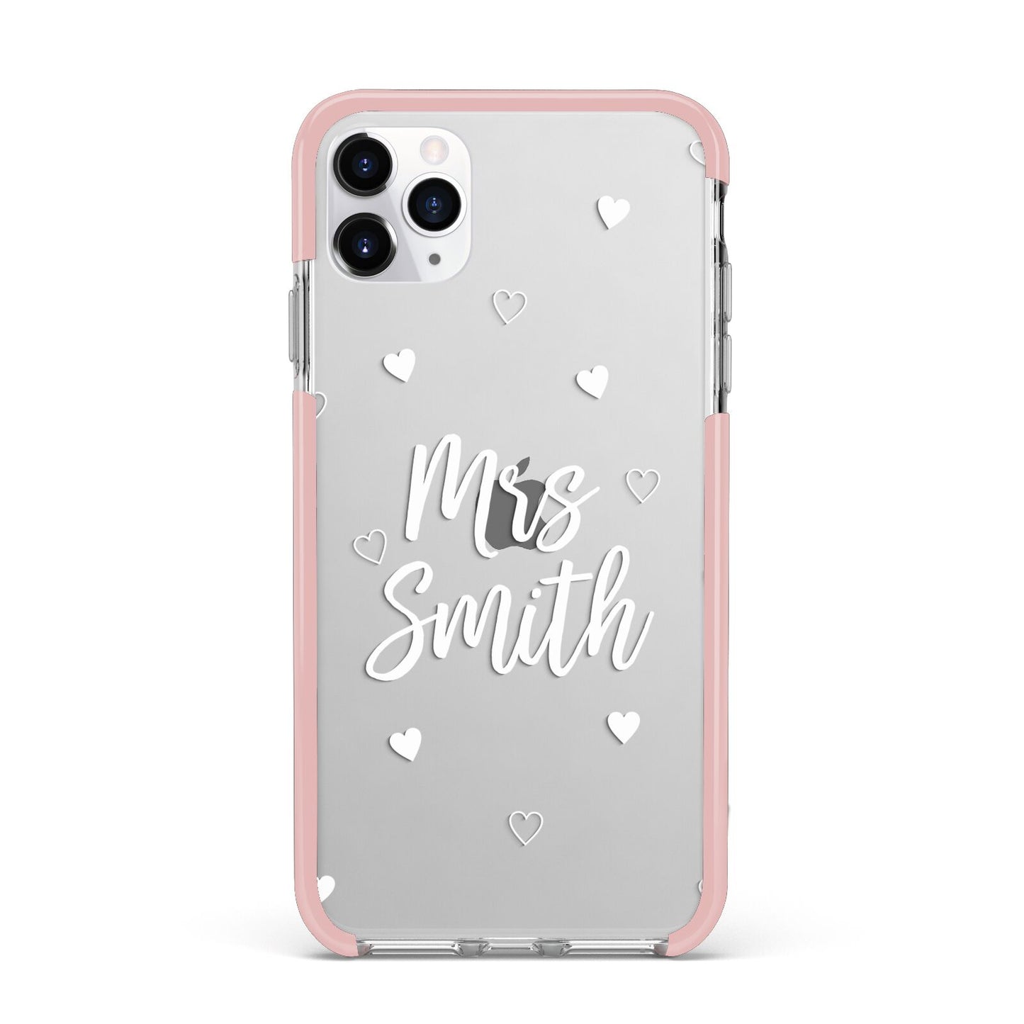 Personalised Mrs with Hearts iPhone 11 Pro Max Impact Pink Edge Case