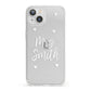 Personalised Mrs with Hearts iPhone 13 Clear Bumper Case