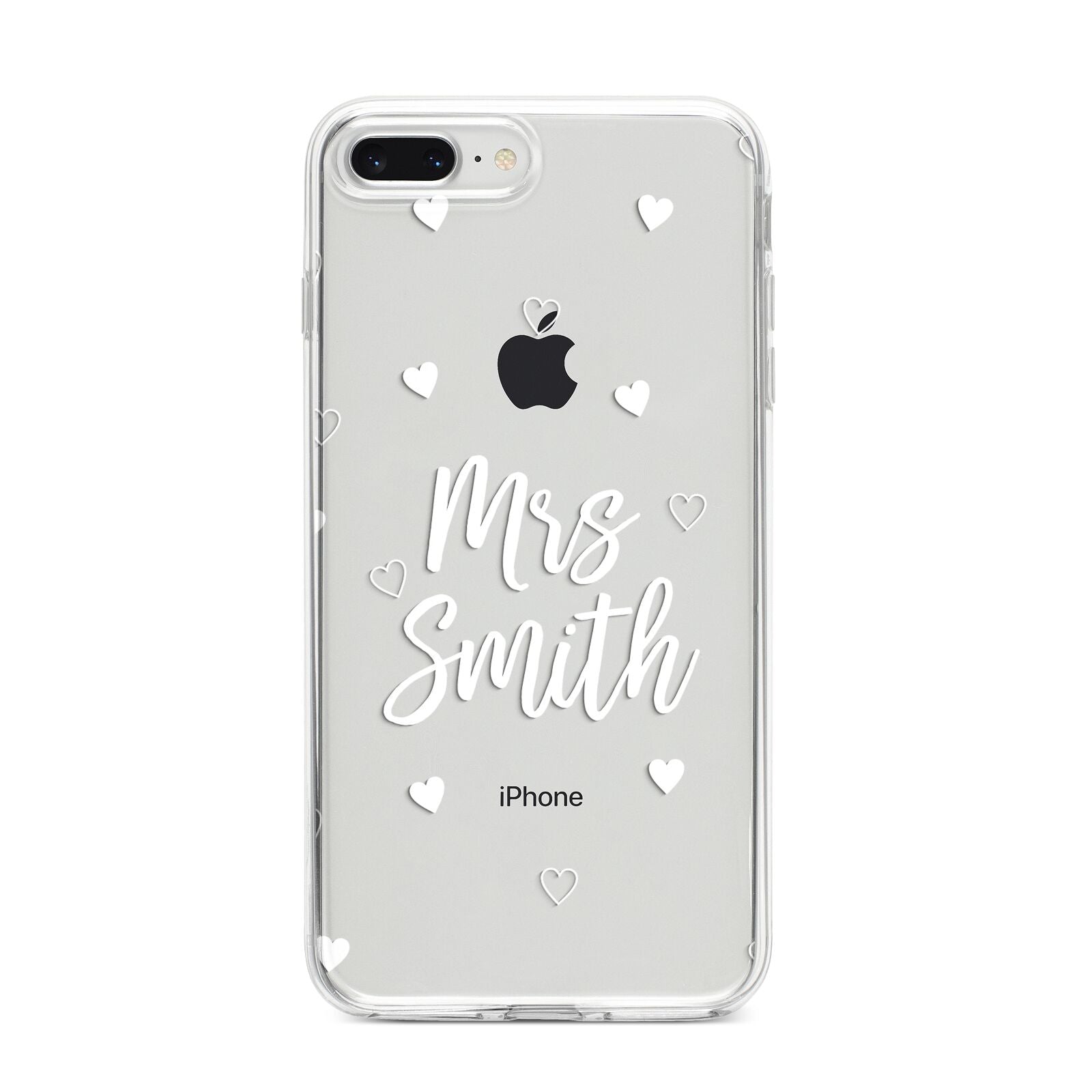 Personalised Mrs with Hearts iPhone 8 Plus Bumper Case on Silver iPhone