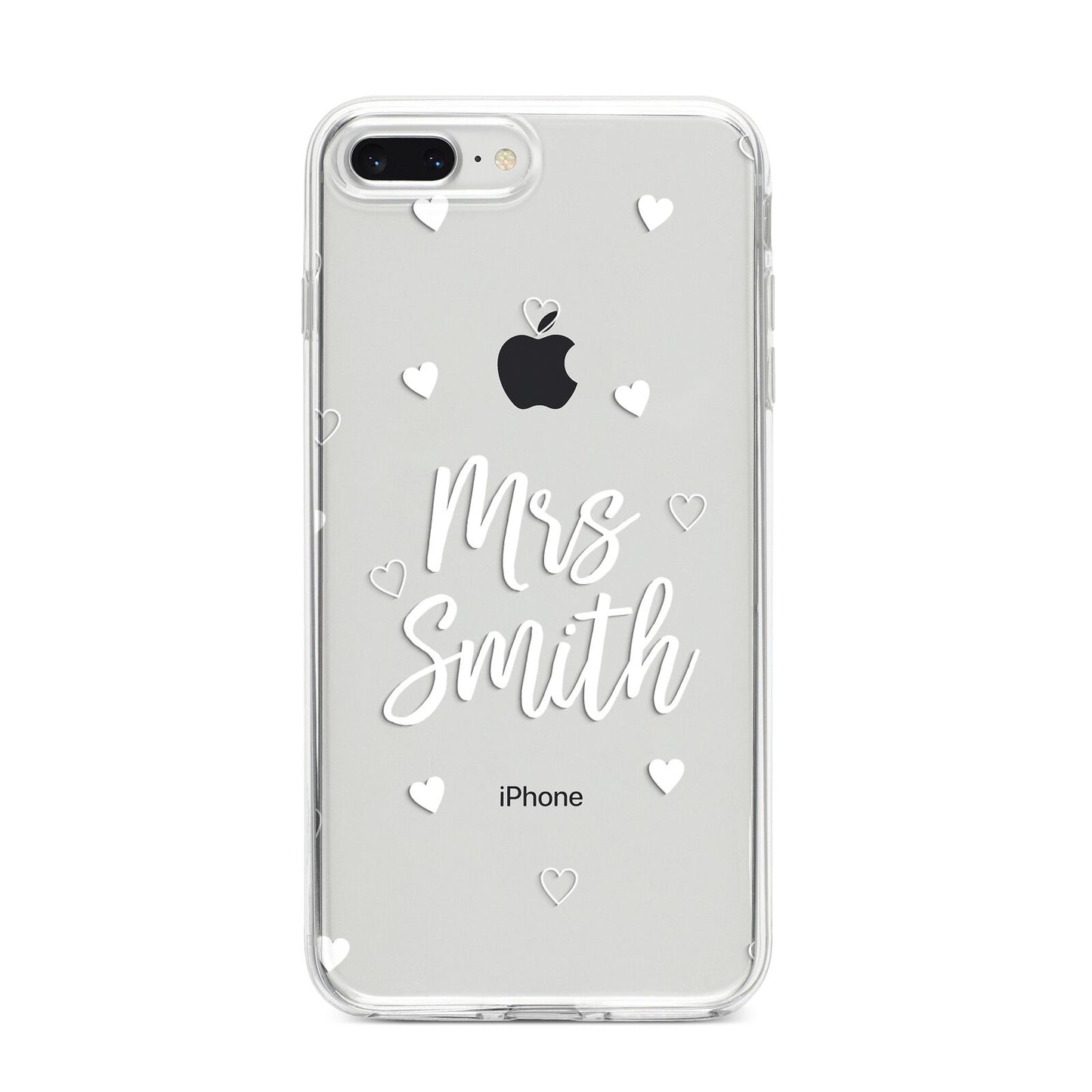 Personalised Mrs with Hearts iPhone 8 Plus Bumper Case on Silver iPhone