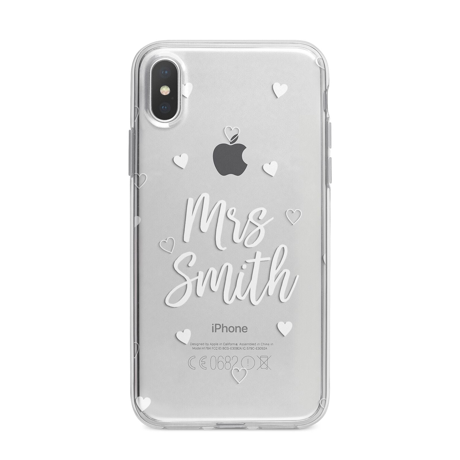 Personalised Mrs with Hearts iPhone X Bumper Case on Silver iPhone Alternative Image 1
