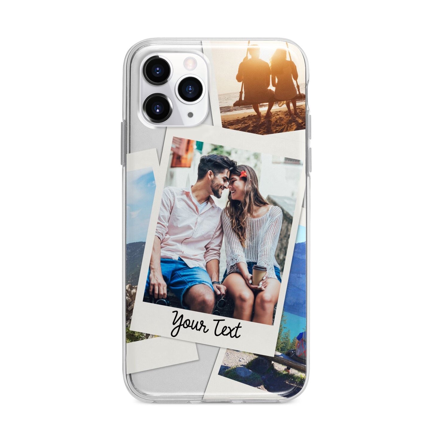 Personalised Multi Photo White Border Apple iPhone 11 Pro Max in Silver with Bumper Case