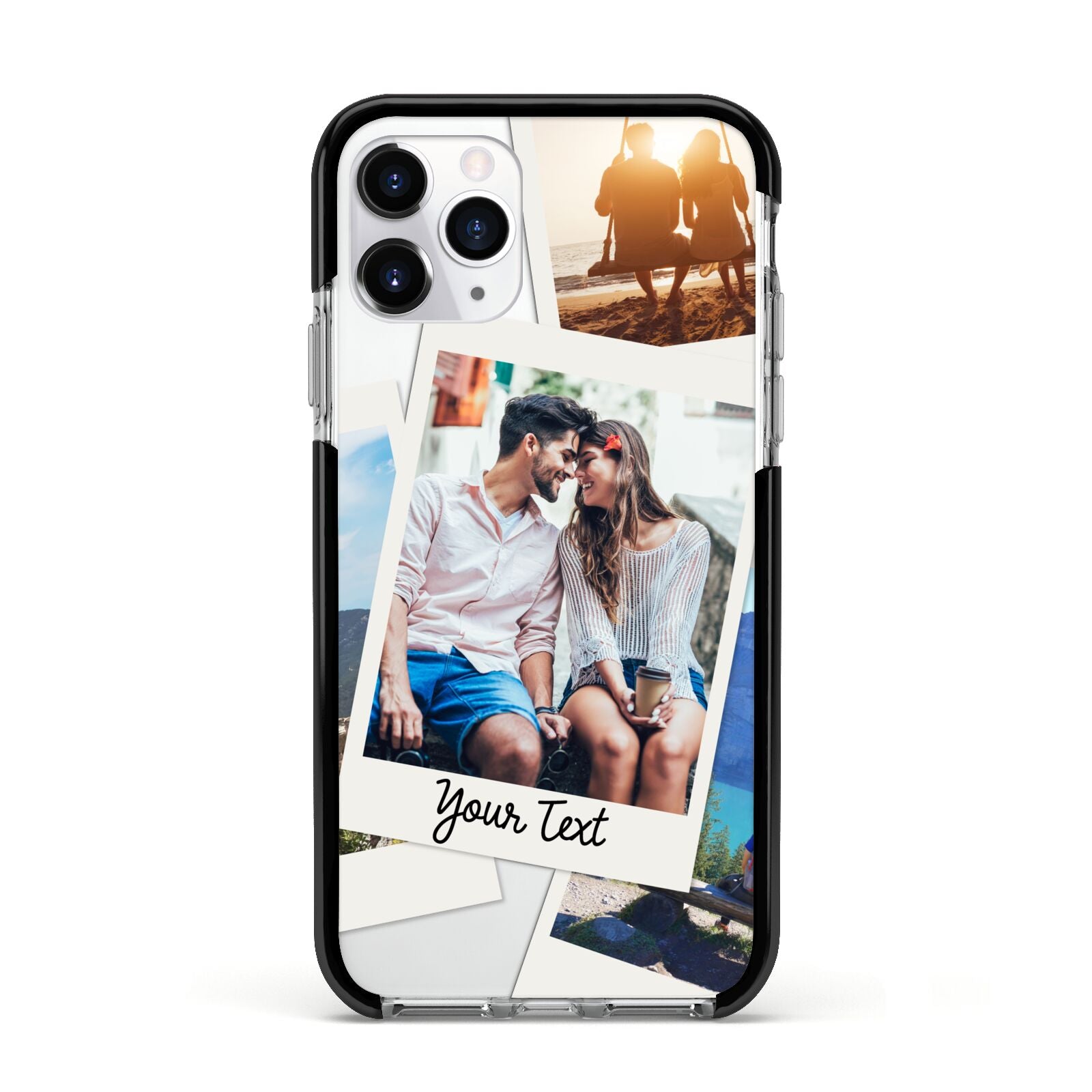 Personalised Multi Photo White Border Apple iPhone 11 Pro in Silver with Black Impact Case