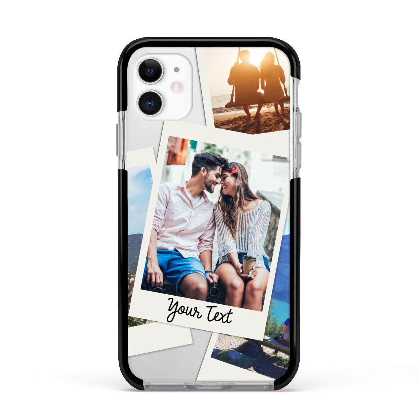 Personalised Multi Photo White Border Apple iPhone 11 in White with Black Impact Case