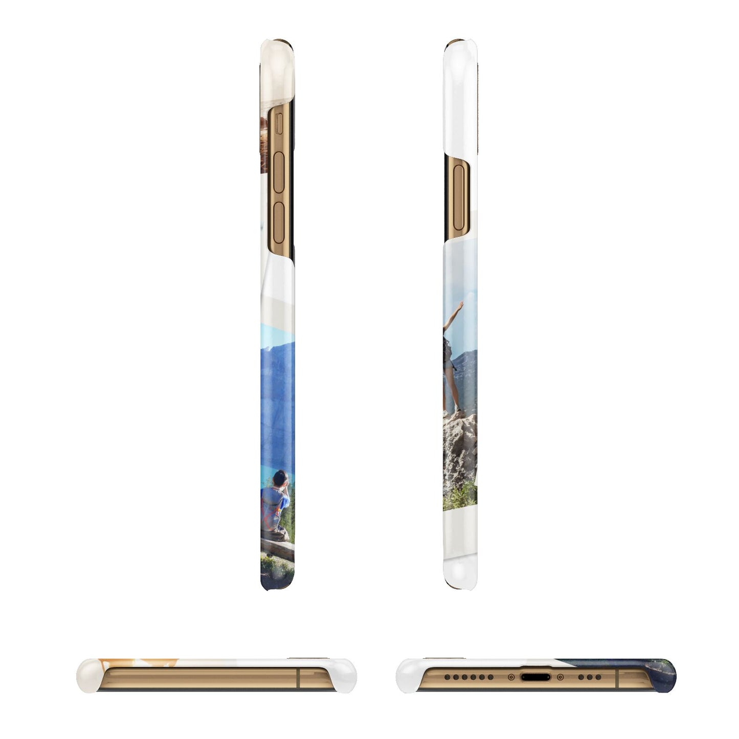 Personalised Multi Photo White Border Apple iPhone Xs 3D Wrap Snap Case Angled Images