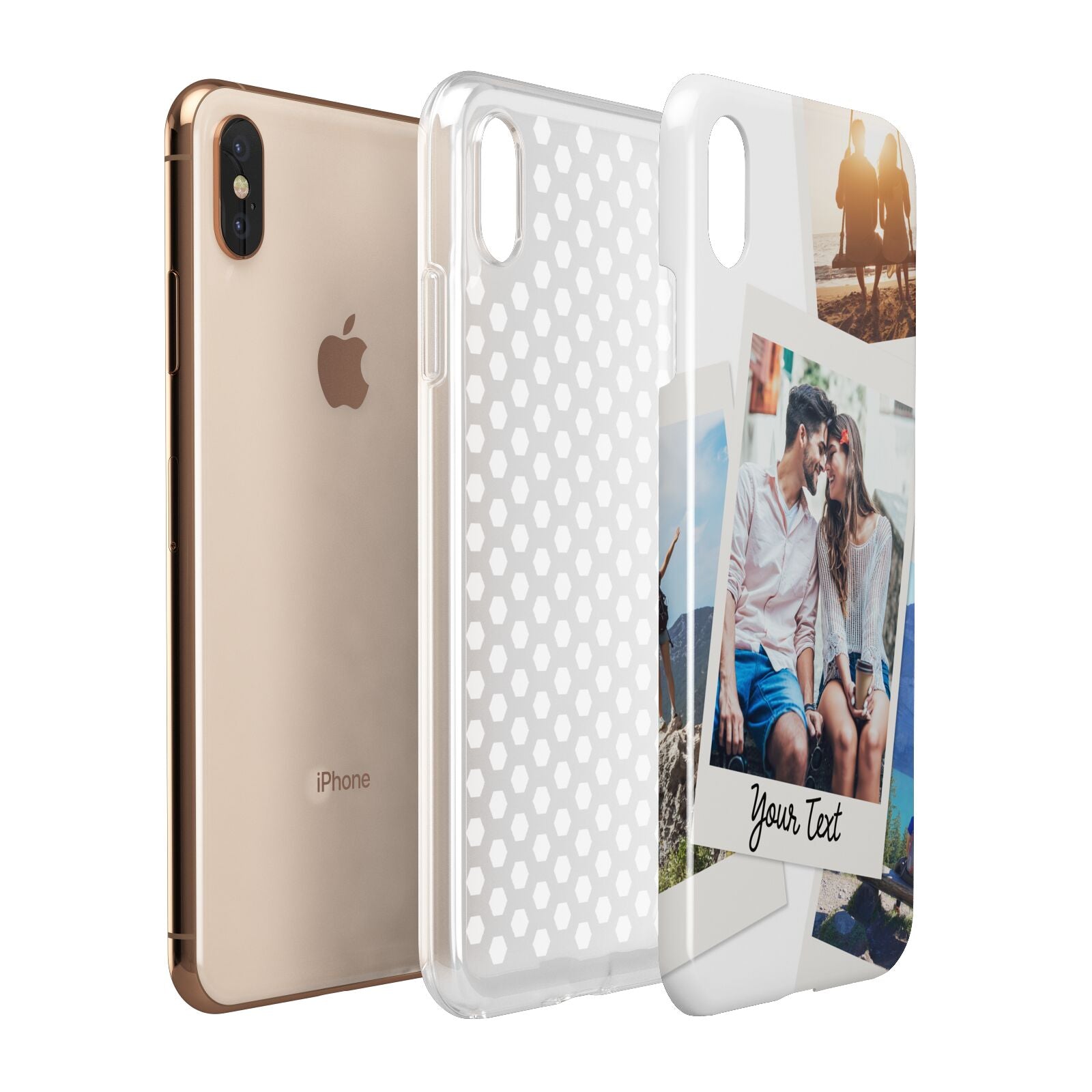 Personalised Multi Photo White Border Apple iPhone Xs Max 3D Tough Case Expanded View