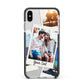 Personalised Multi Photo White Border Apple iPhone Xs Max Impact Case Black Edge on Silver Phone