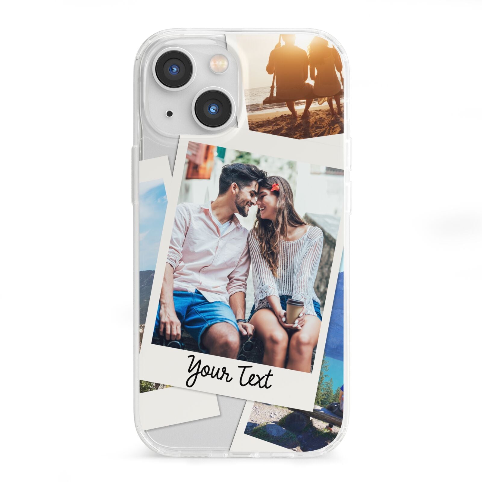 Personalised Multi Photo White Border iPhone 13 Mini Clear Bumper Case