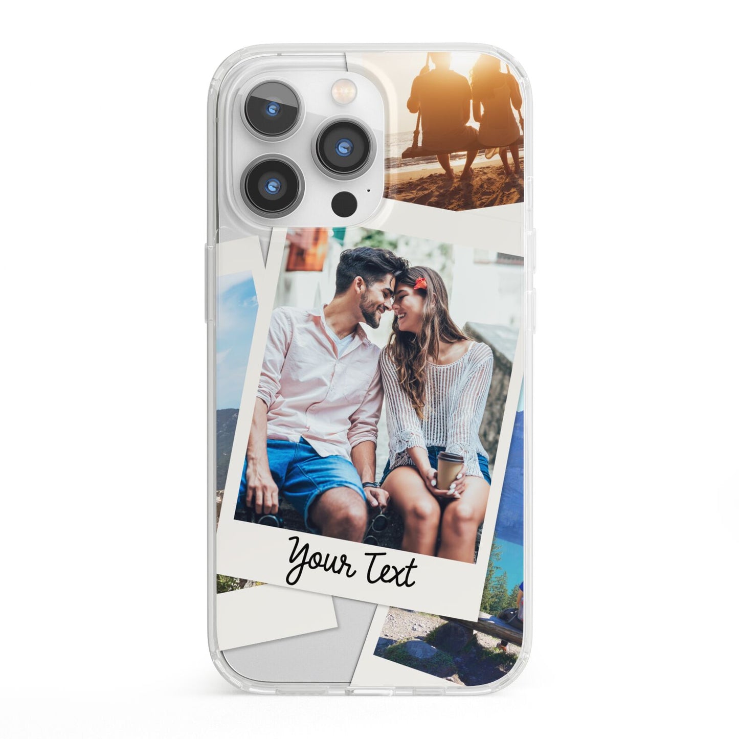 Personalised Multi Photo White Border iPhone 13 Pro Clear Bumper Case
