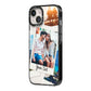 Personalised Multi Photo White Border iPhone 14 Black Impact Case Side Angle on Silver phone