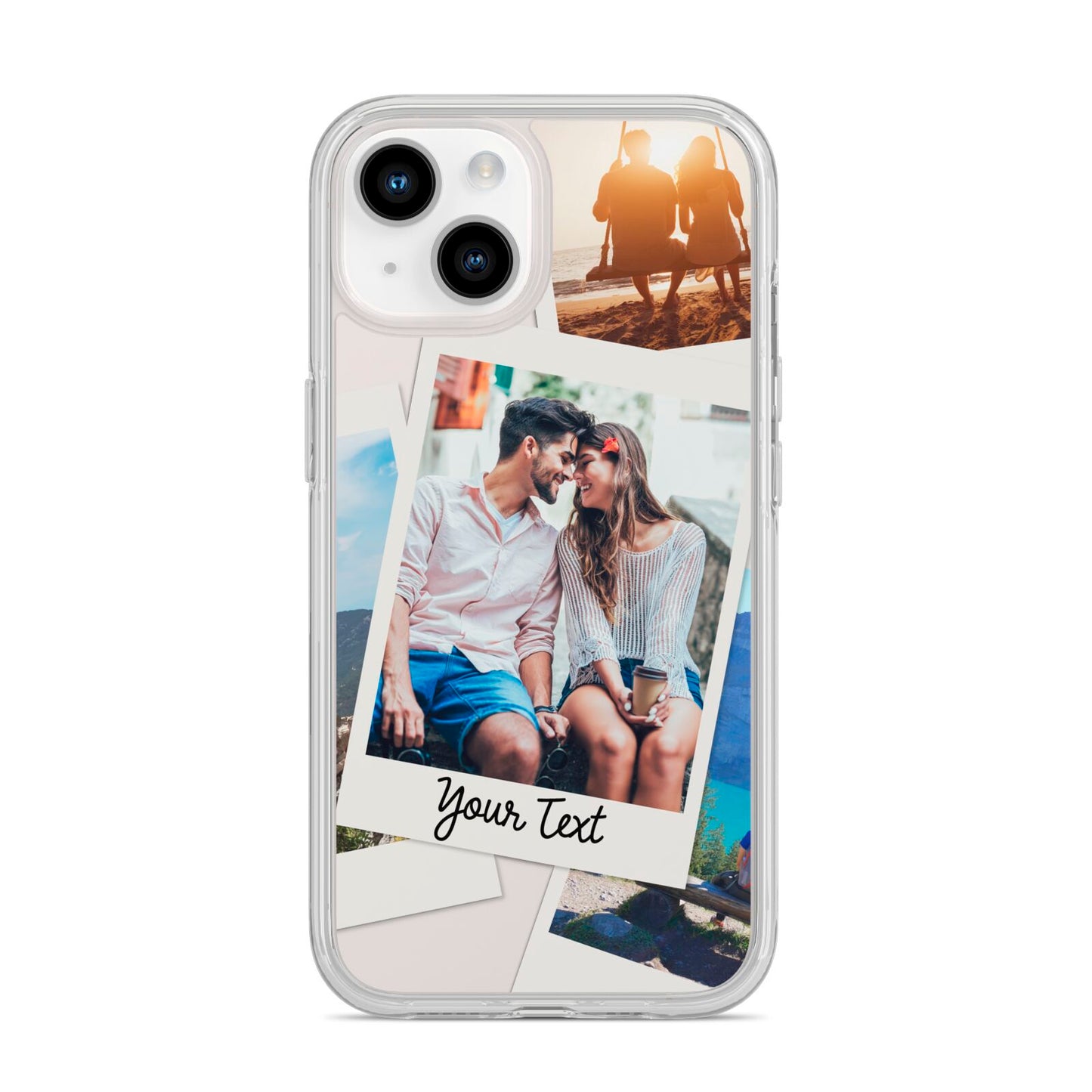 Personalised Multi Photo White Border iPhone 14 Clear Tough Case Starlight