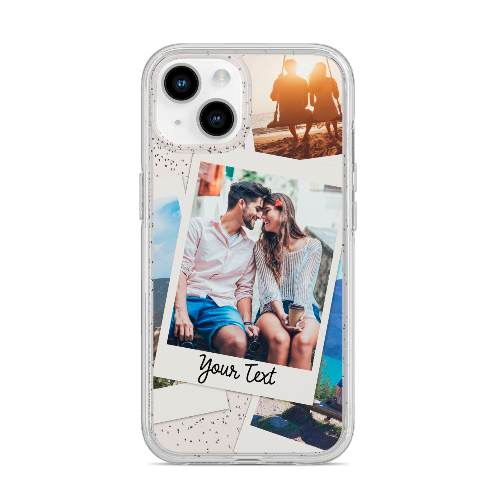 Personalised Multi Photo White Border iPhone 14 Glitter Tough Case Starlight