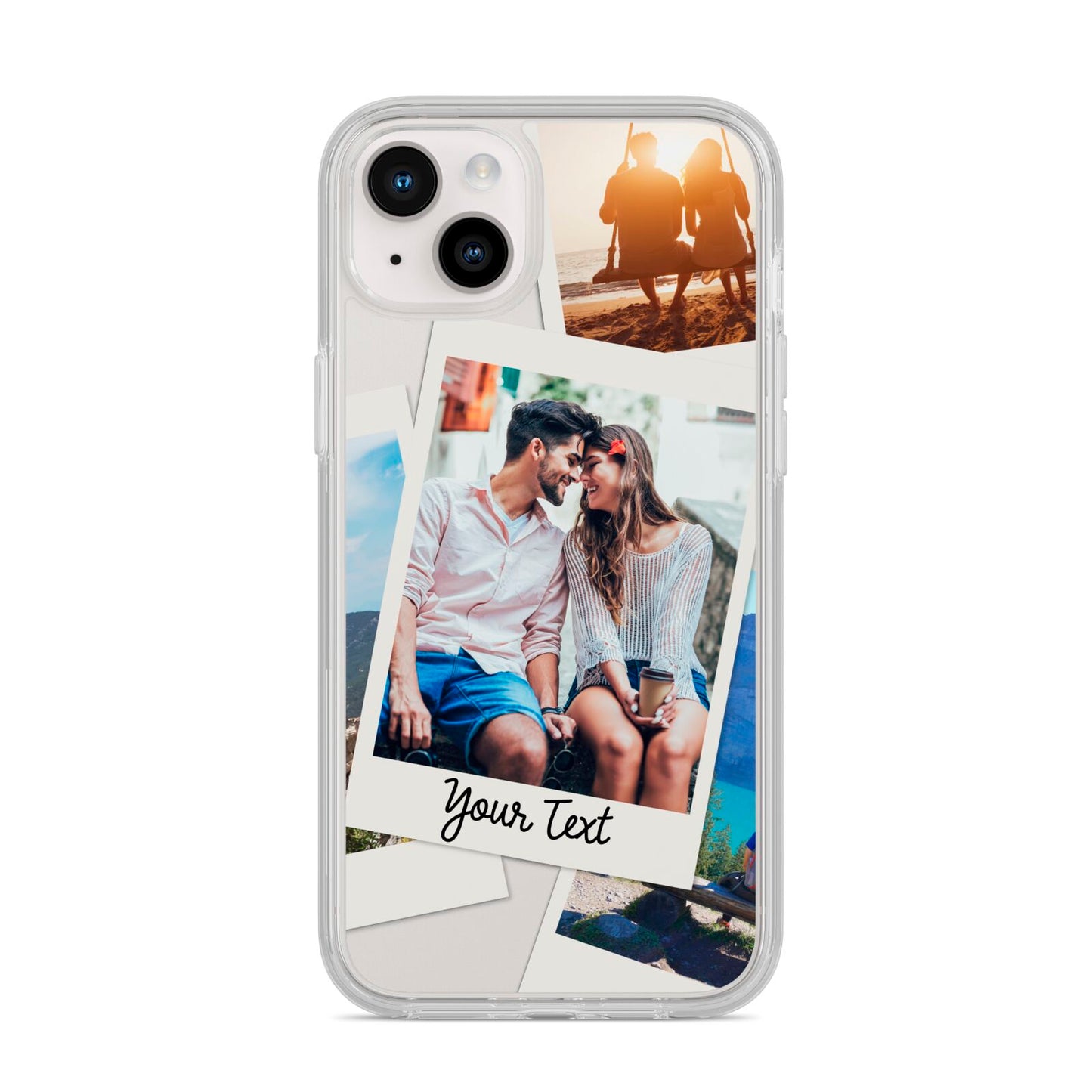 Personalised Multi Photo White Border iPhone 14 Plus Clear Tough Case Starlight