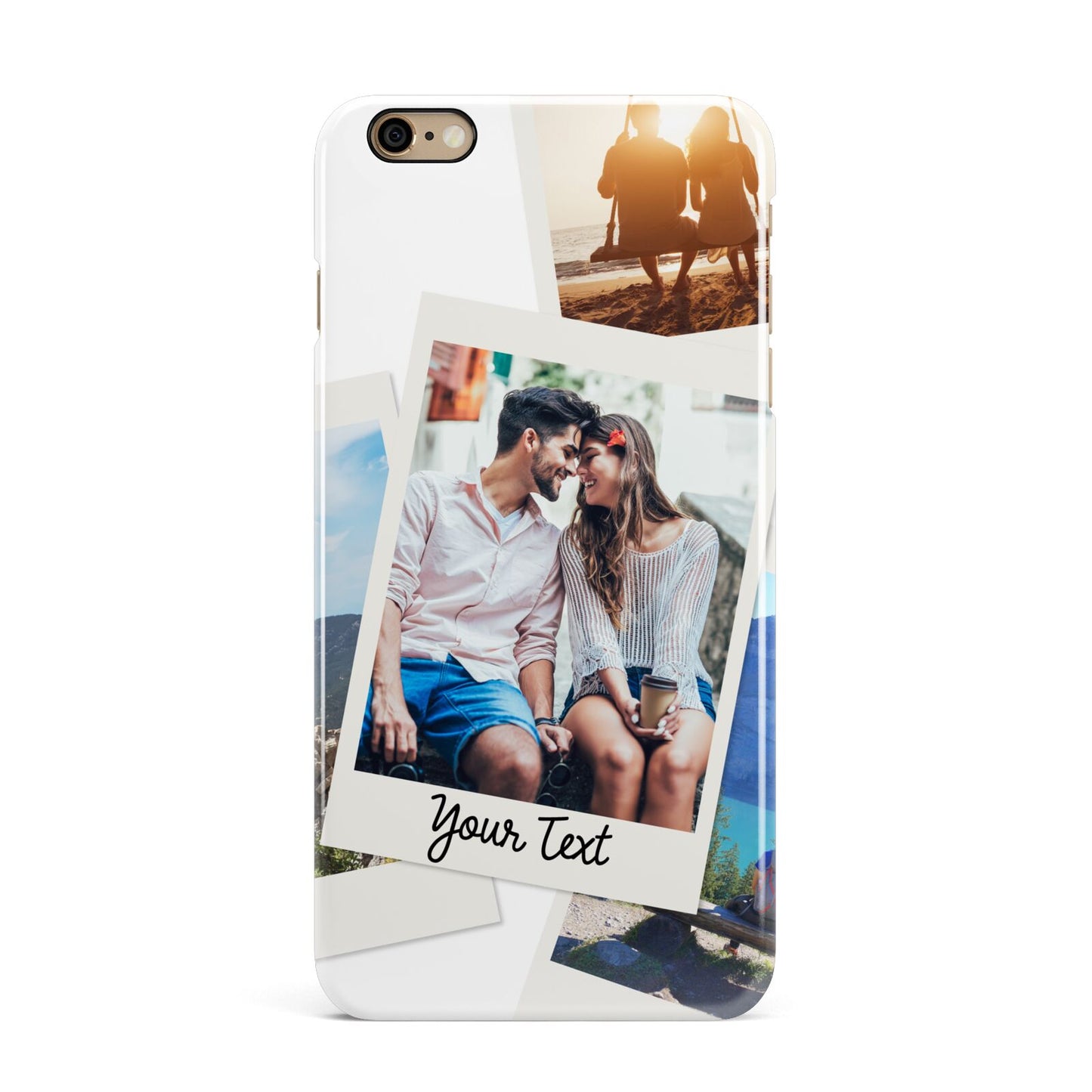 Personalised Multi Photo White Border iPhone 6 Plus 3D Snap Case on Gold Phone