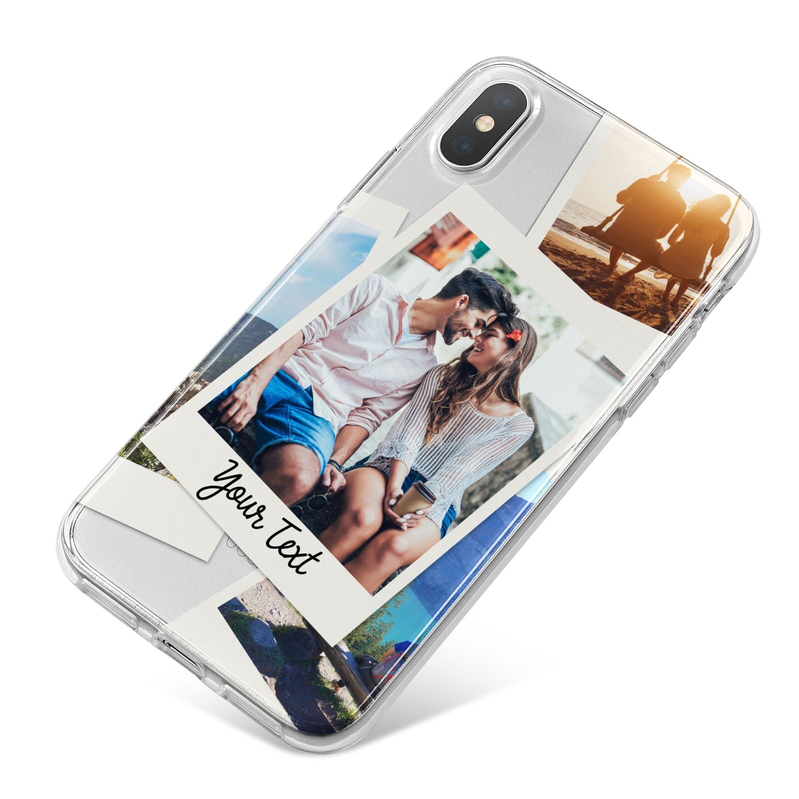 Personalised Multi Photo White Border iPhone X Bumper Case on Silver iPhone