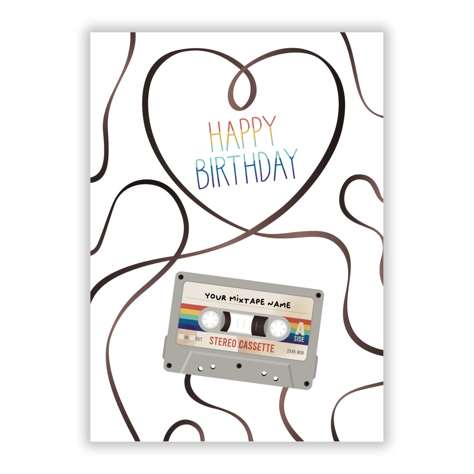 Personalised Multicoloured Mixtape A5 Flat Greetings Card
