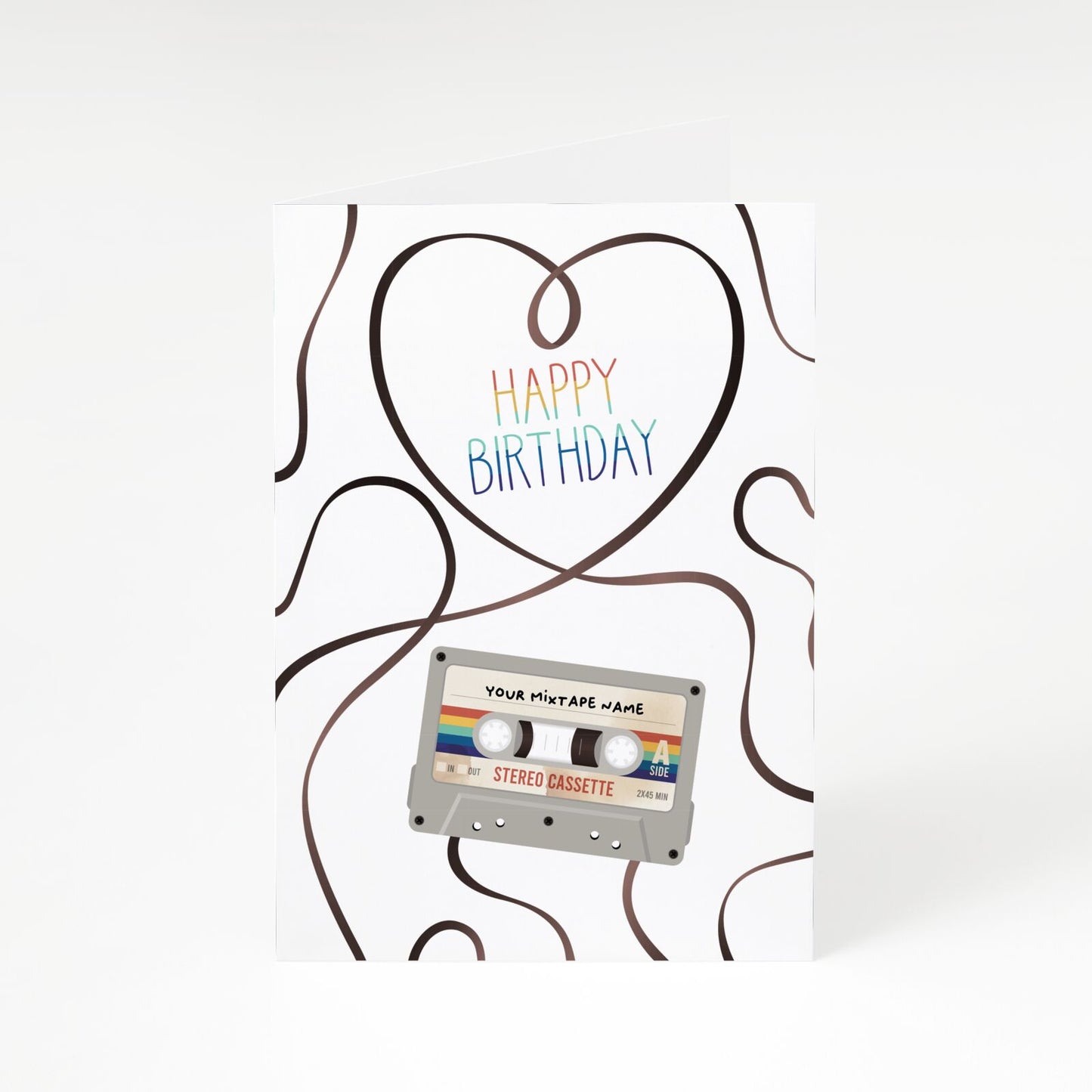 Personalised Multicoloured Mixtape A5 Greetings Card
