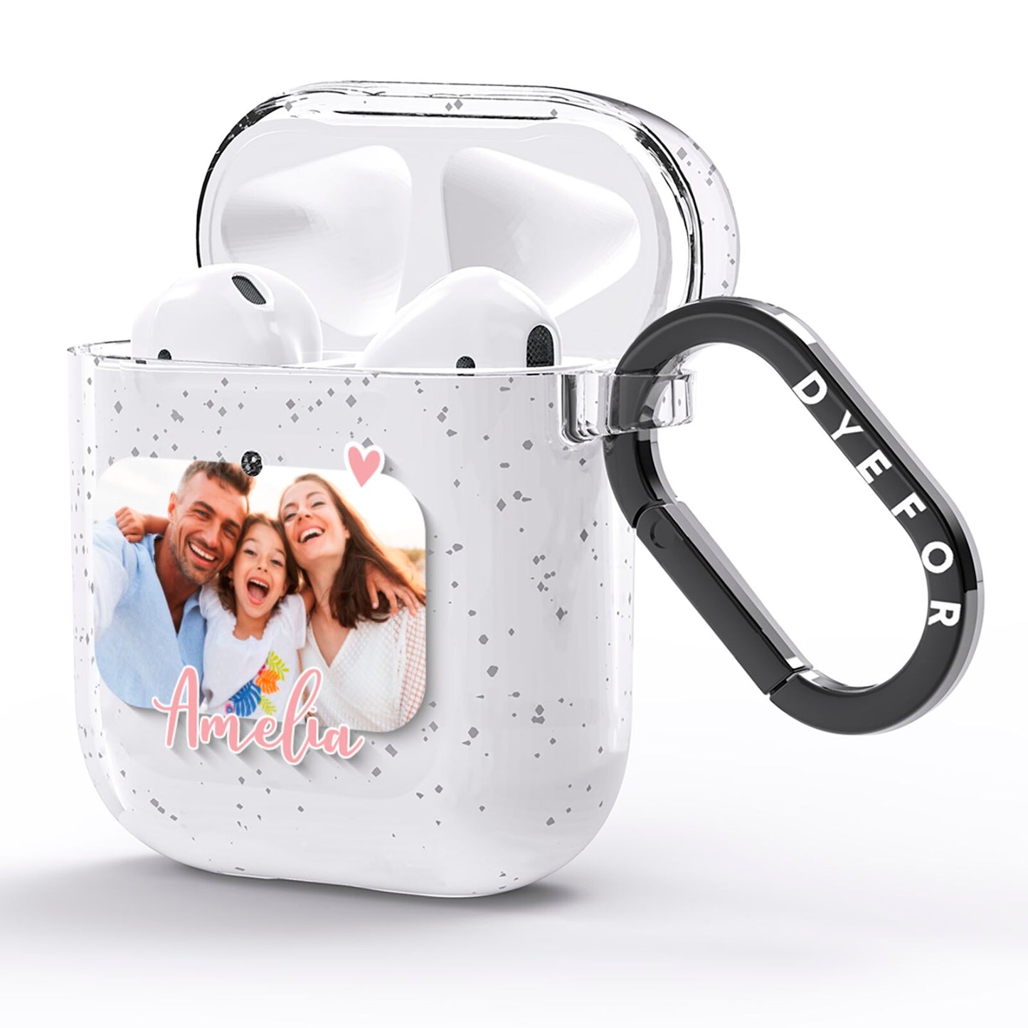 Personalised Mummy Photo AirPods Glitter Case Side Image