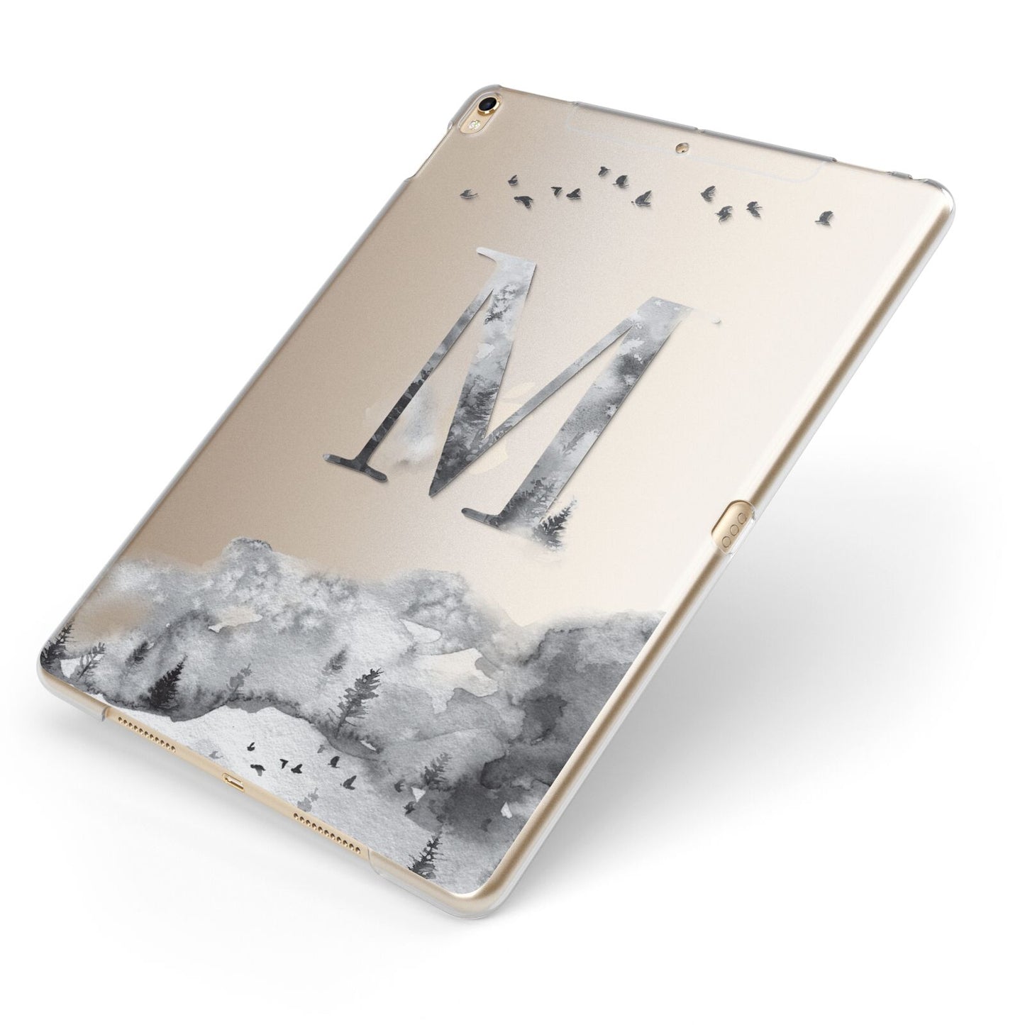 Personalised Mystical Monogram Clear Apple iPad Case on Gold iPad Side View