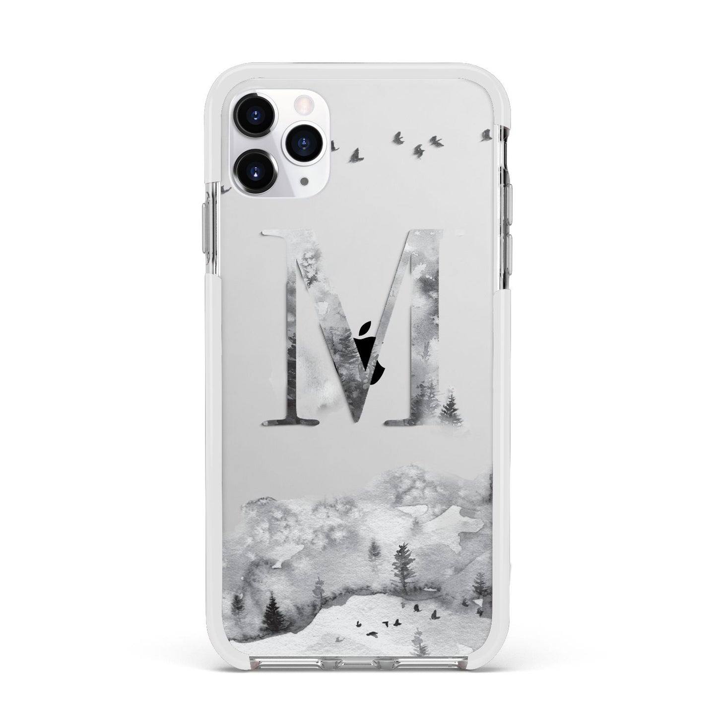 Personalised Mystical Monogram Clear Apple iPhone 11 Pro Max in Silver with White Impact Case