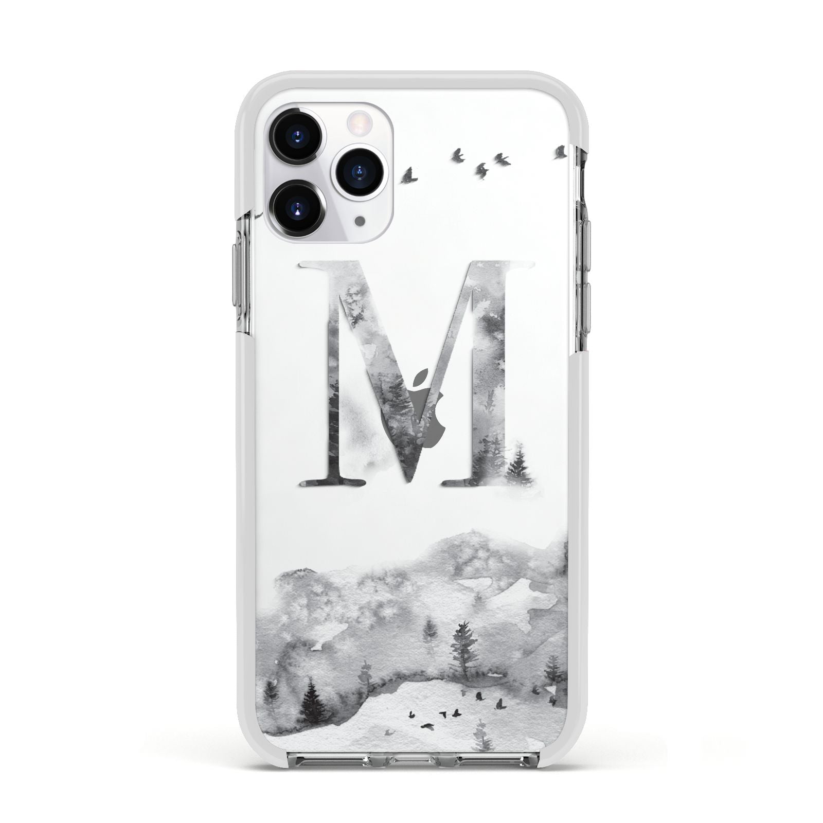 Personalised Mystical Monogram Clear Apple iPhone 11 Pro in Silver with White Impact Case