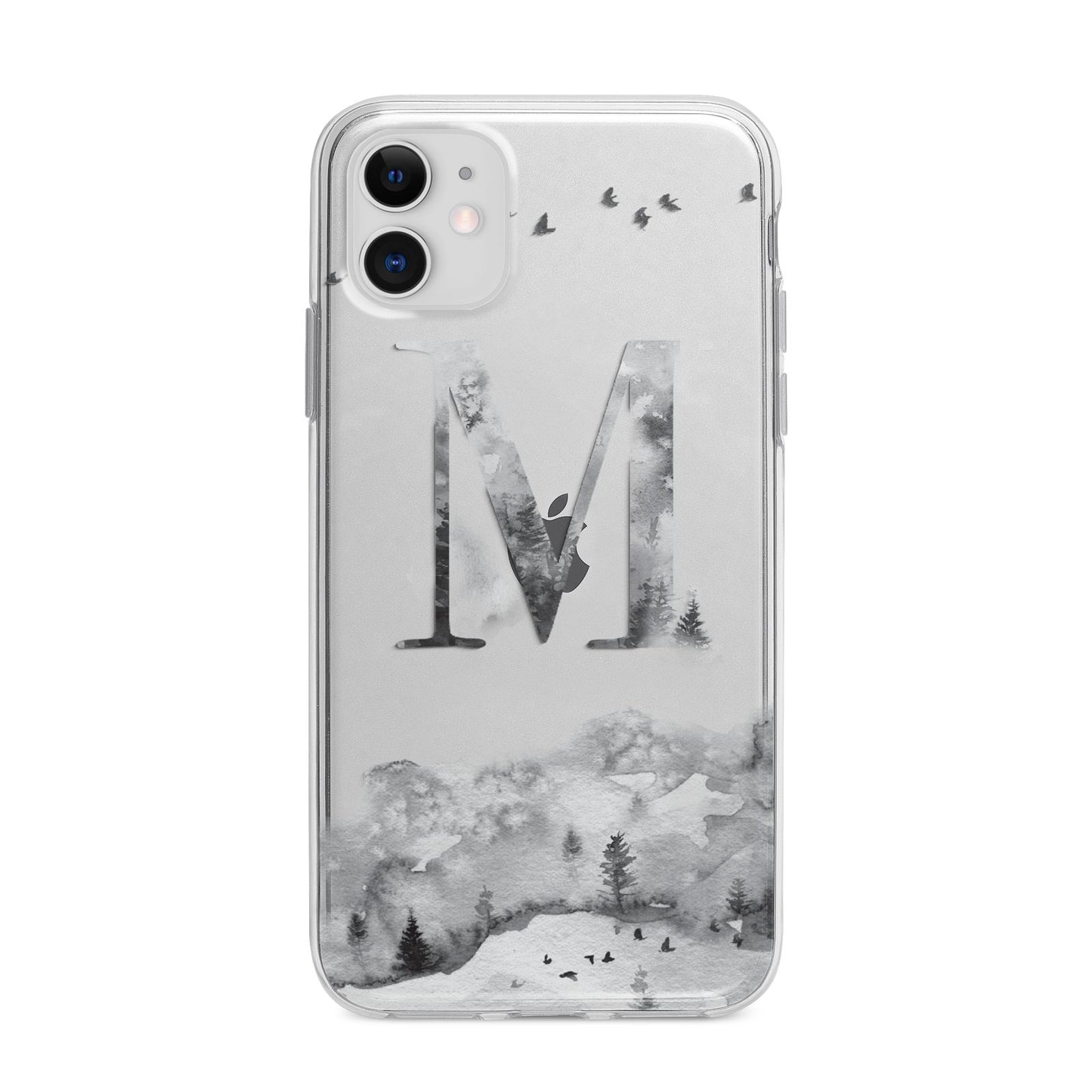 Personalised Mystical Monogram Clear Apple iPhone 11 in White with Bumper Case