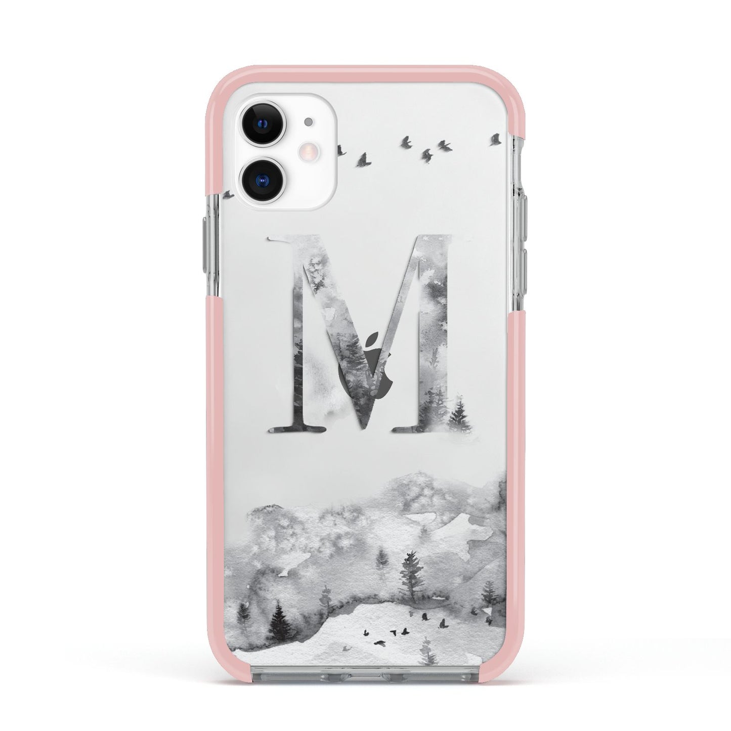 Personalised Mystical Monogram Clear Apple iPhone 11 in White with Pink Impact Case