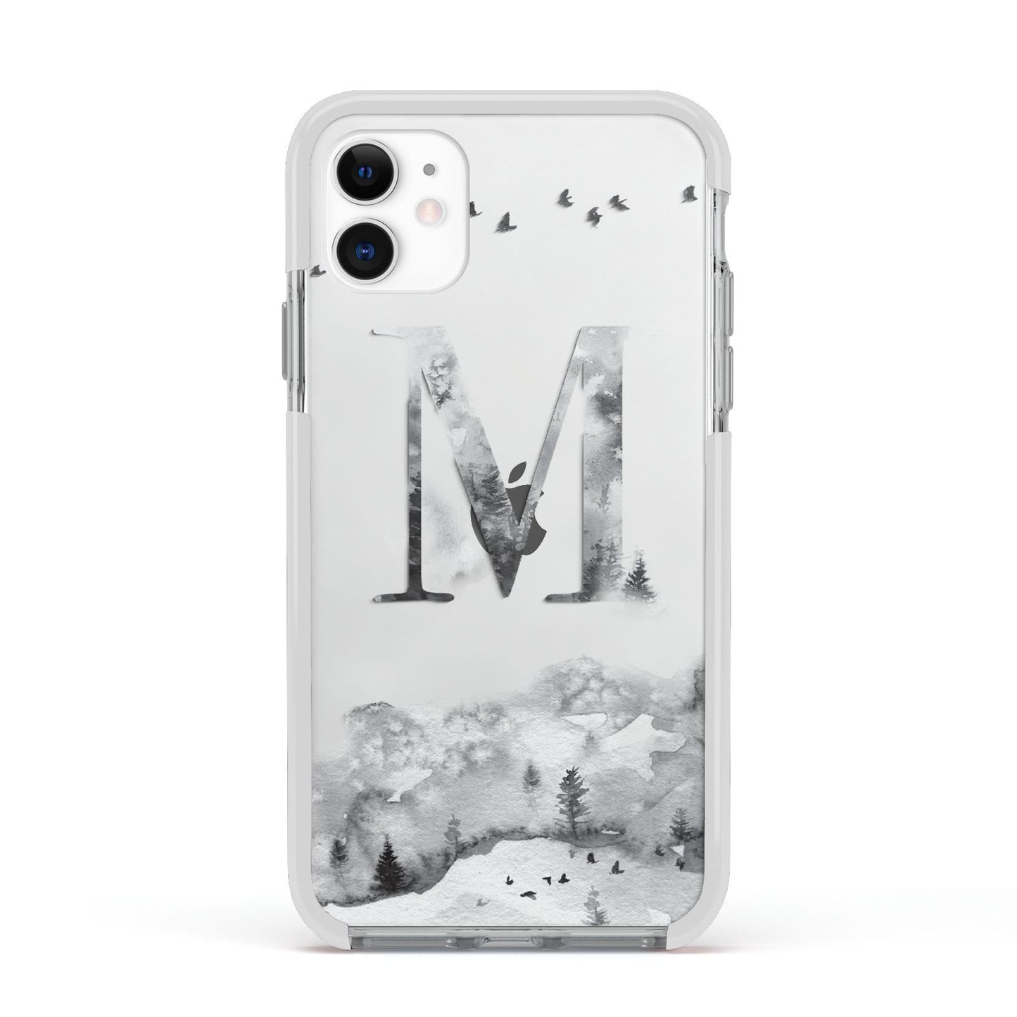 Personalised Mystical Monogram Clear Apple iPhone 11 in White with White Impact Case