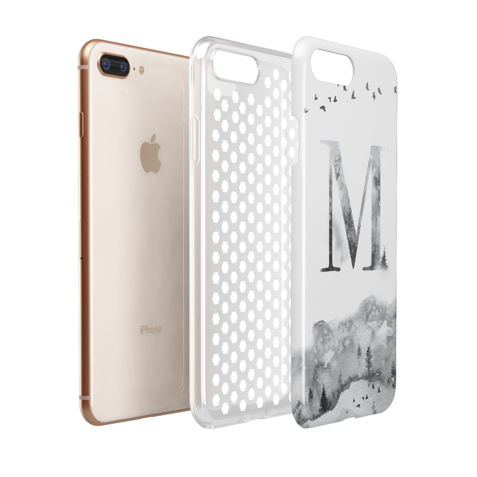 Personalised Mystical Monogram Clear Apple iPhone 7 8 Plus 3D Tough Case Expanded View