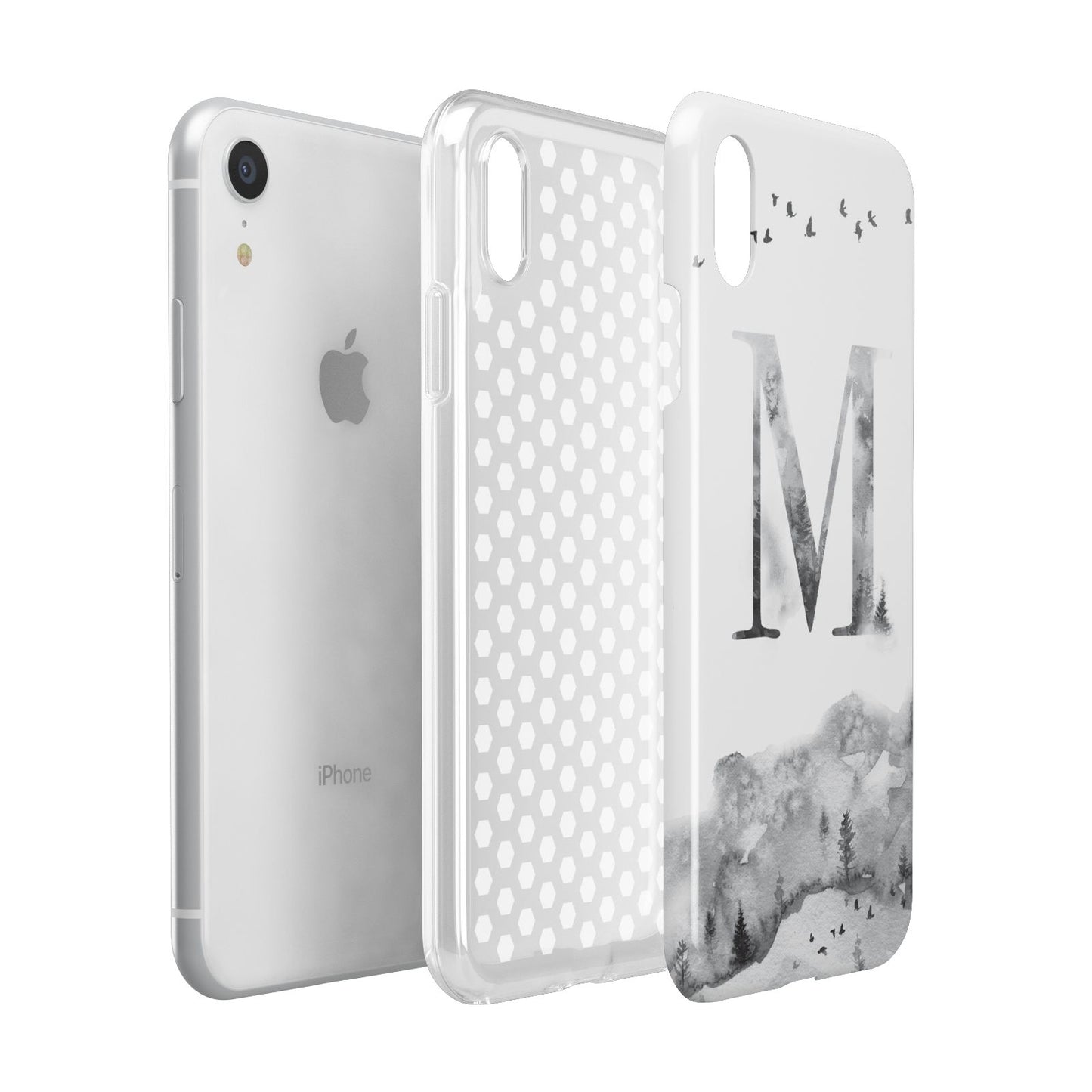 Personalised Mystical Monogram Clear Apple iPhone XR White 3D Tough Case Expanded view