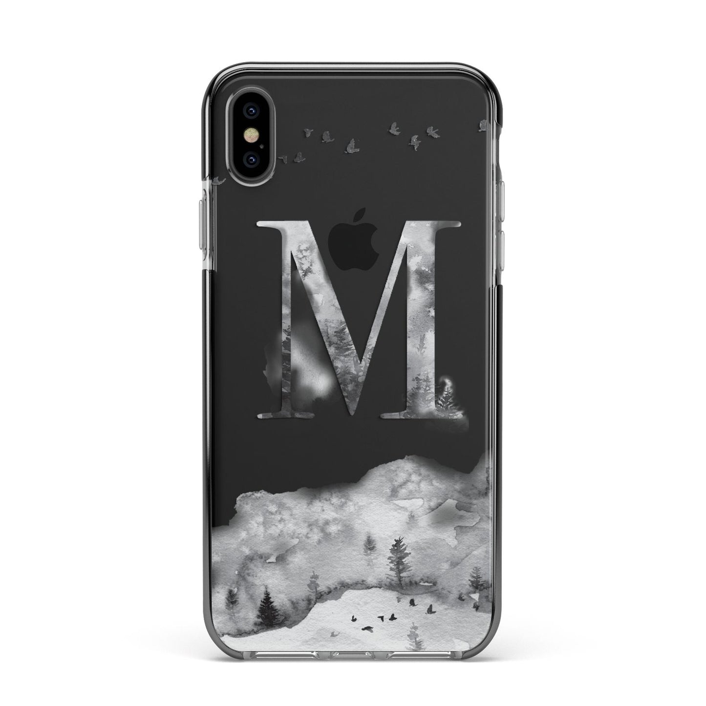 Personalised Mystical Monogram Clear Apple iPhone Xs Max Impact Case Black Edge on Black Phone