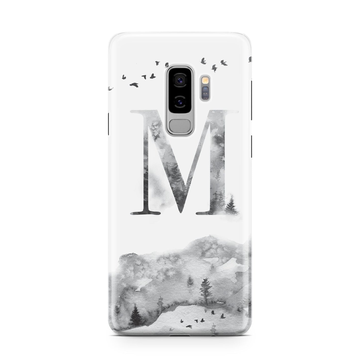 Personalised Mystical Monogram Clear Samsung Galaxy S9 Plus Case on Silver phone