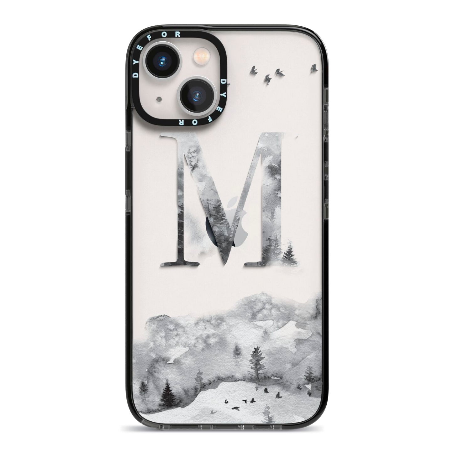 Personalised Mystical Monogram Clear iPhone 13 Black Impact Case on Silver phone