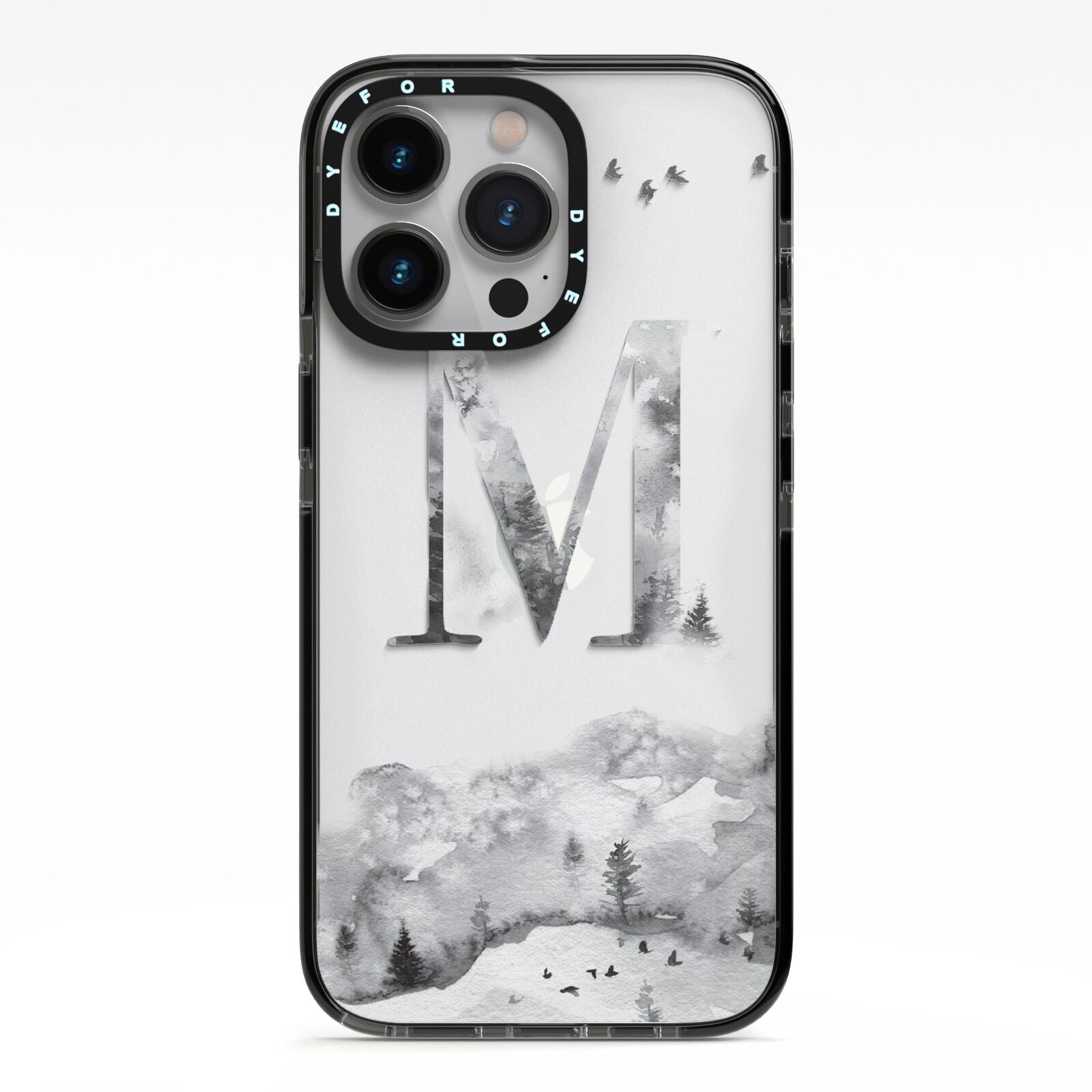 Personalised Mystical Monogram Clear iPhone 13 Pro Black Impact Case on Silver phone