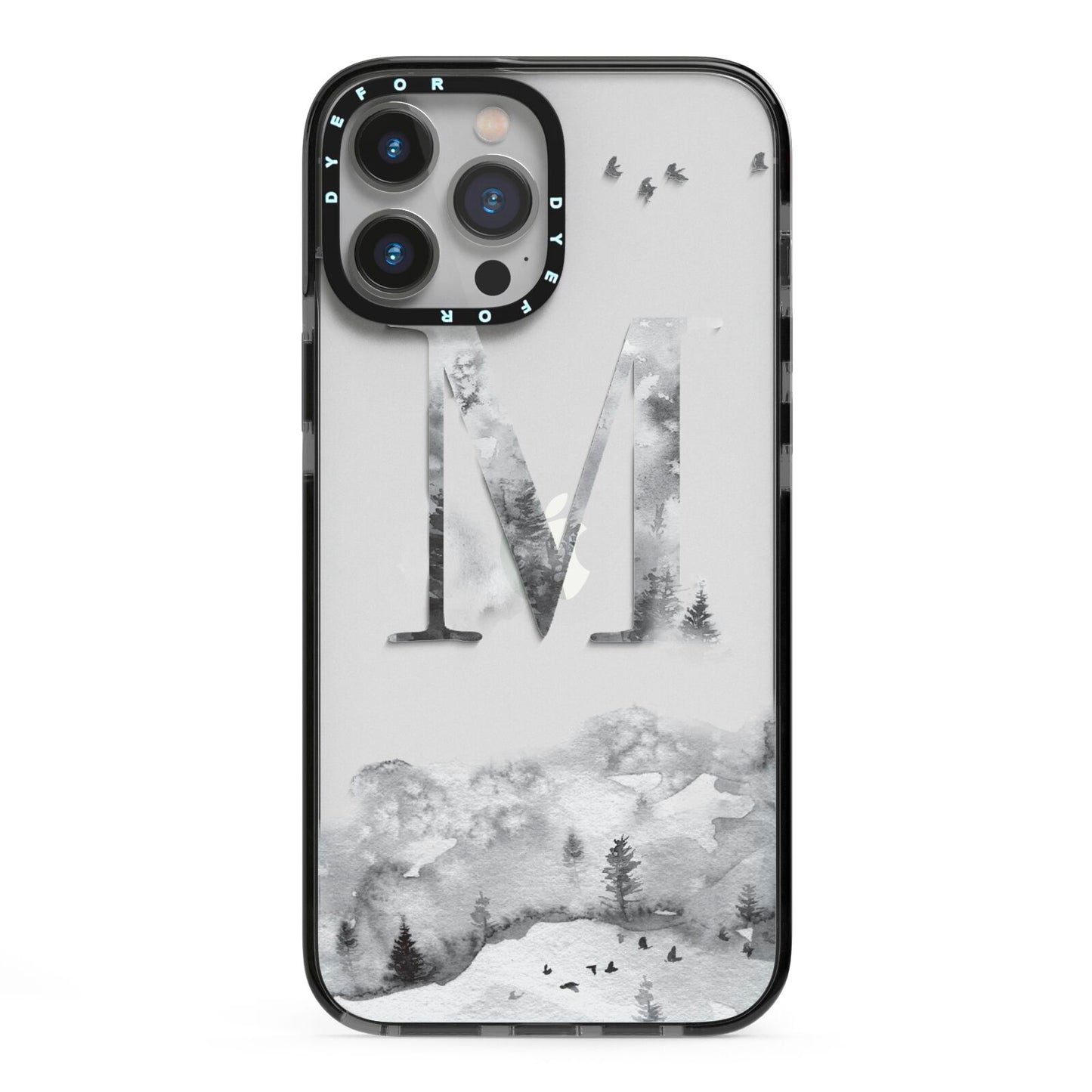 Personalised Mystical Monogram Clear iPhone 13 Pro Max Black Impact Case on Silver phone