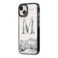 Personalised Mystical Monogram Clear iPhone 14 Black Impact Case Side Angle on Silver phone
