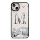 Personalised Mystical Monogram Clear iPhone 14 Plus Black Impact Case on Silver phone
