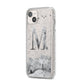 Personalised Mystical Monogram Clear iPhone 14 Plus Glitter Tough Case Starlight Angled Image